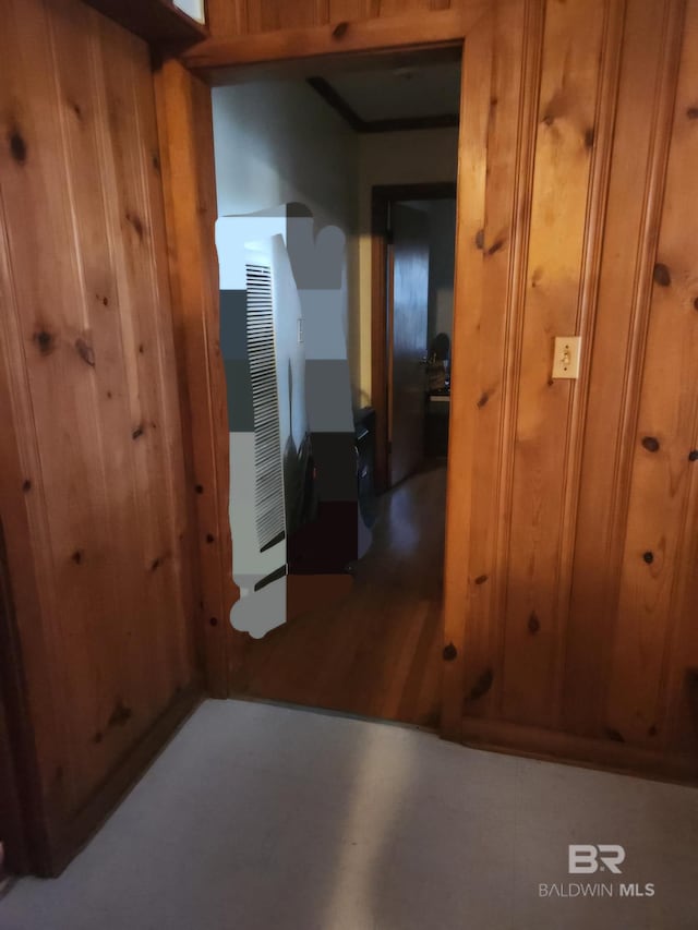 hallway with a heating unit