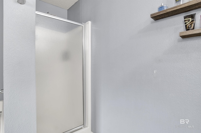bathroom with a shower stall