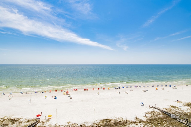 property view of water featuring a view of the beach