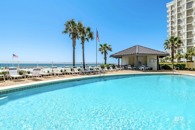 view of pool featuring a patio area