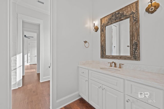 202 Paddle Creek Loop, Fairhope, AL 36532 - bathroom featuring baseboards, vanity, and wood finished floors