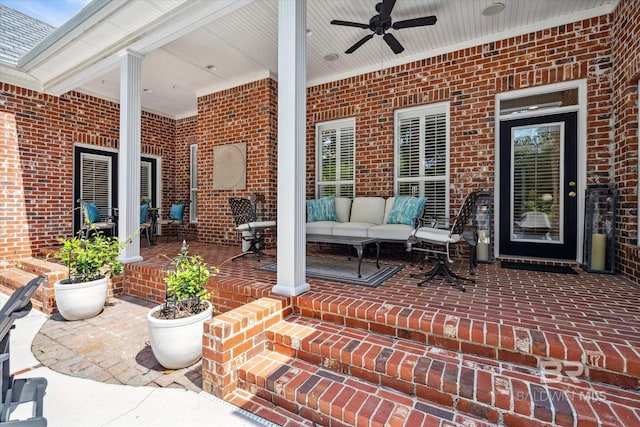 view of patio / terrace with an outdoor hangout area and ceiling fan