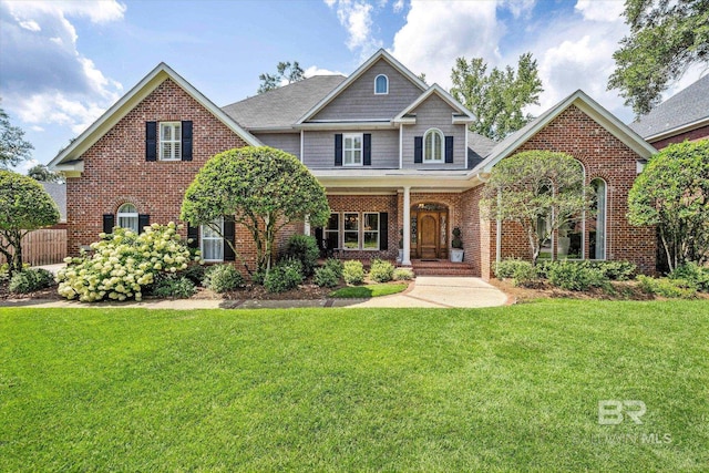 view of front of property featuring a front yard