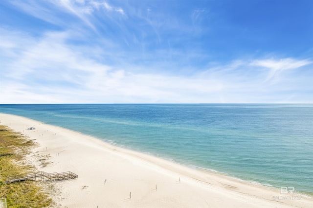 view of water feature with a view of the beach