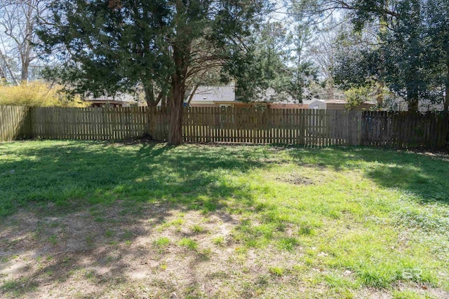 view of yard featuring a fenced backyard