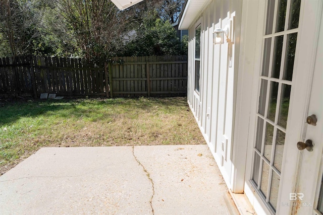 view of yard with a patio area and fence