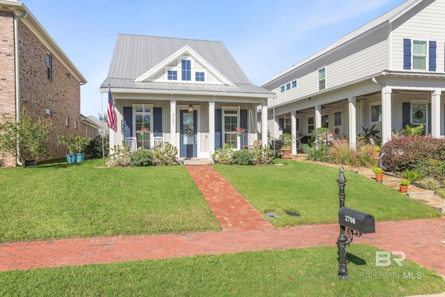 view of front of property with a front lawn