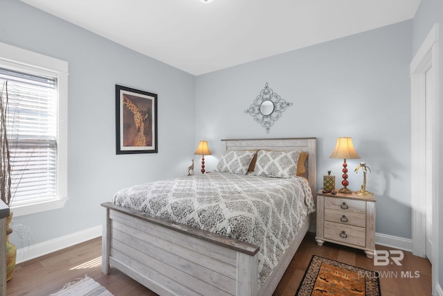 bedroom with hardwood / wood-style flooring