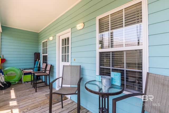 wooden terrace with covered porch