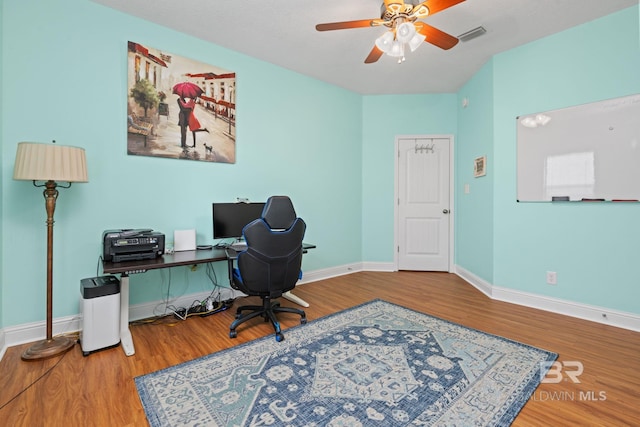 2554 Masters Ct, Mobile, AL 36618 - office featuring wood finished floors and ceiling fan