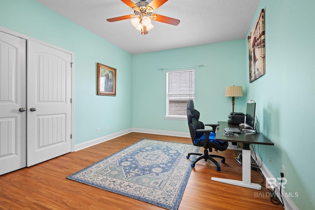 2554 Masters Ct, Mobile, AL 36618 - office area featuring a ceiling fan and wood finished floors