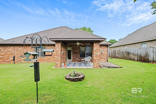 2554 Masters Ct, Mobile, AL 36618 - back of house featuring a patio, brick siding, ceiling fan, and roof with shingles
