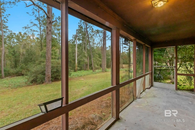 view of unfurnished sunroom