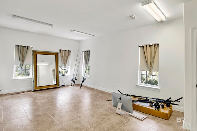 interior space featuring light tile patterned floors