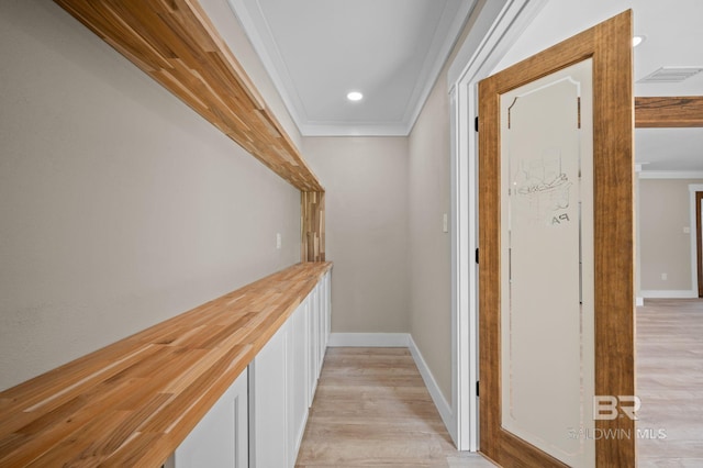 751 Abbey Way, Mobile, AL 36695 - hall featuring crown molding, light wood-style floors, baseboards, and recessed lighting