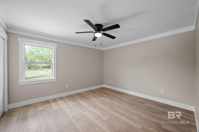 751 Abbey Way, Mobile, AL 36695 - spare room with ceiling fan, light wood finished floors, crown molding, and baseboards