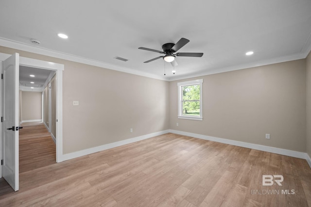 751 Abbey Way, Mobile, AL 36695 - unfurnished room featuring light wood finished floors, ceiling fan, baseboards, recessed lighting, and a smoke detector