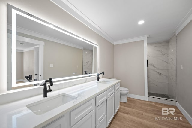 751 Abbey Way, Mobile, AL 36695 - full bathroom featuring toilet, double vanity, a marble finish shower, baseboards, and recessed lighting