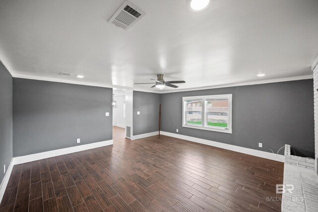 24663 Chestnut St Unit A & B, Elberta, AL 36530 - empty room with ceiling fan, crown molding, wood finished floors, baseboards, and recessed lighting