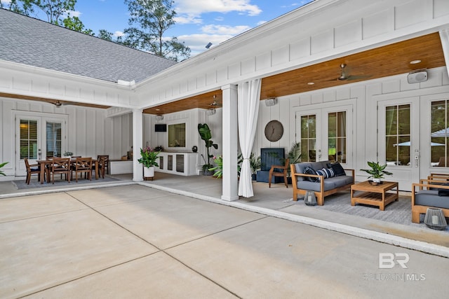 view of patio / terrace featuring outdoor lounge area and french doors