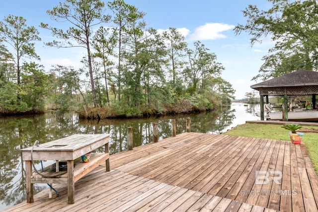 dock area featuring a water view