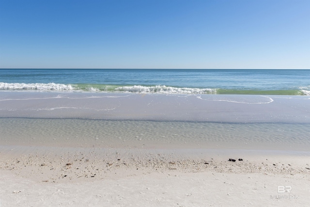 view of water feature with a view of the beach