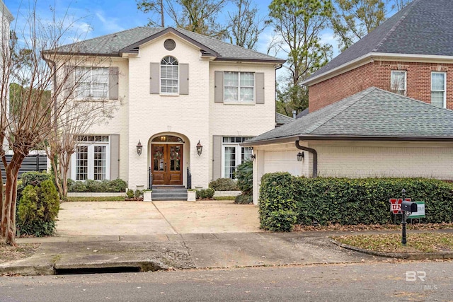 view of front of home featuring french doors and a garage