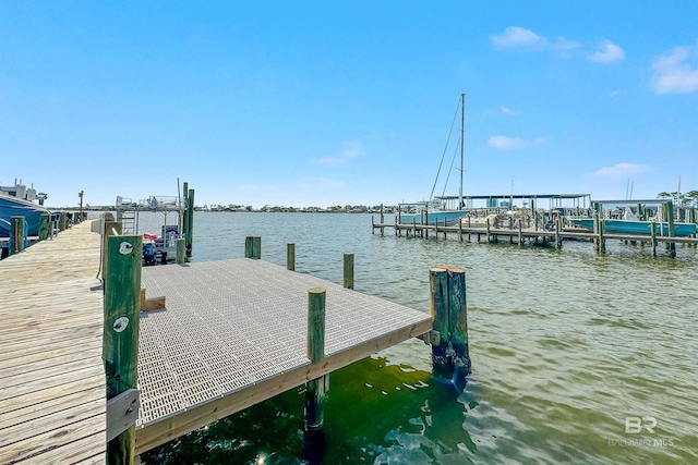 dock area featuring a water view