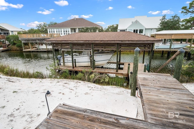 view of dock featuring a water view