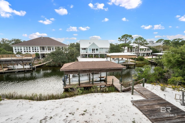 view of dock featuring a water view