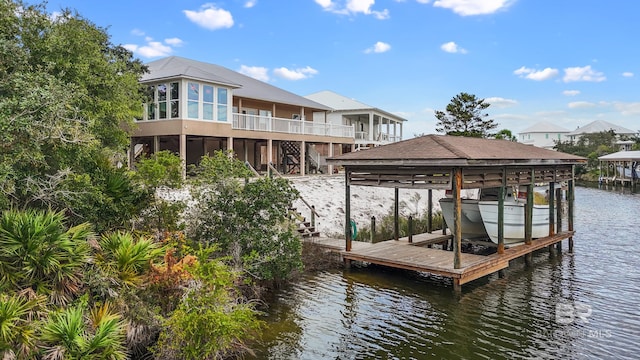 view of dock featuring a water view