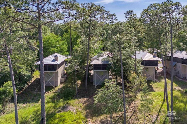 aerial view of a heavily wooded area
