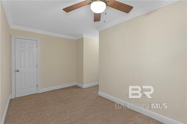 1140 E Dominion Dr, Mobile, AL 36695 - carpeted spare room featuring ornamental molding and ceiling fan