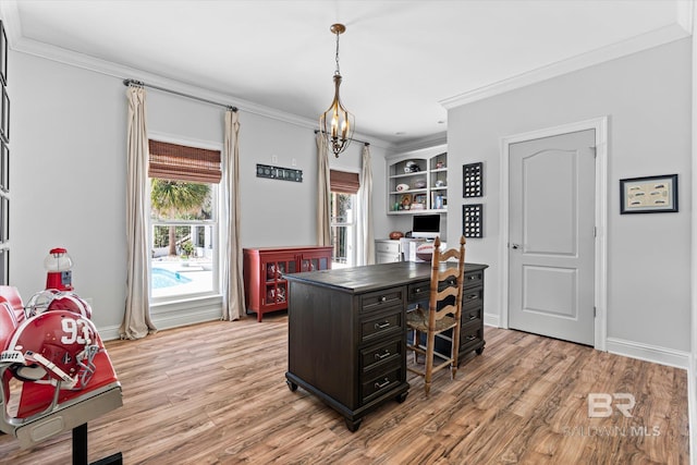 14281 Timber Ridge Dr, Loxley, AL 36551 - home office with ornamental molding and light wood-style floors