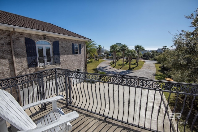 balcony with french doors