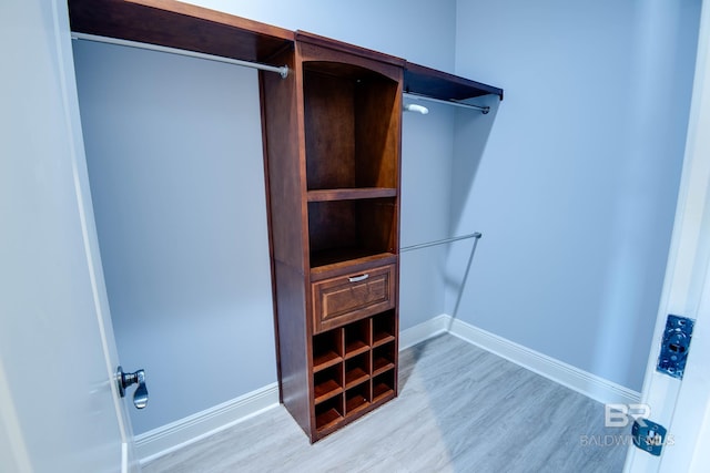 walk in closet featuring light hardwood / wood-style floors