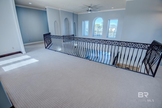 interior space featuring ceiling fan