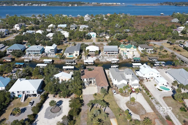 bird's eye view featuring a water view