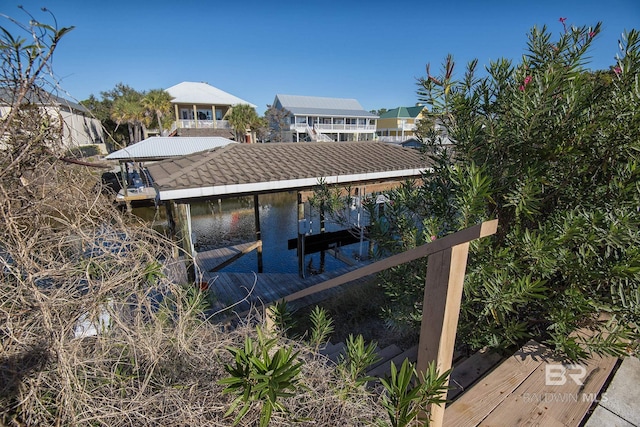 view of dock featuring a water view