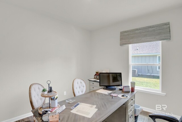 office space featuring hardwood / wood-style flooring