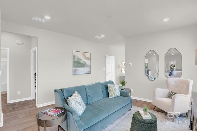 living room featuring light hardwood / wood-style floors