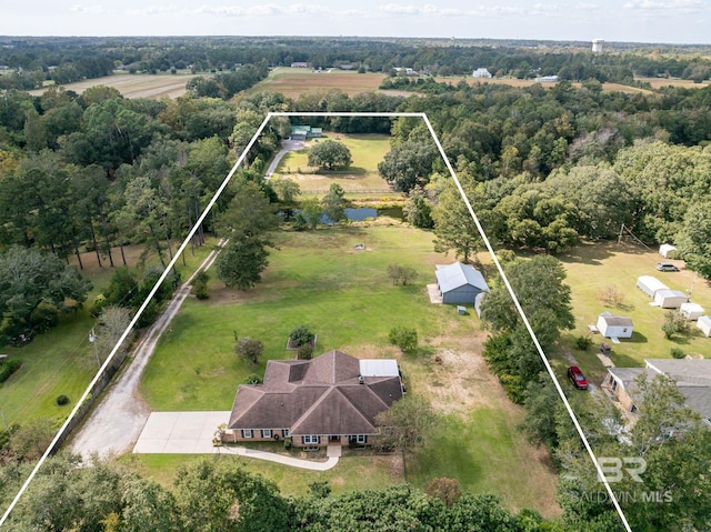 aerial view with a rural view