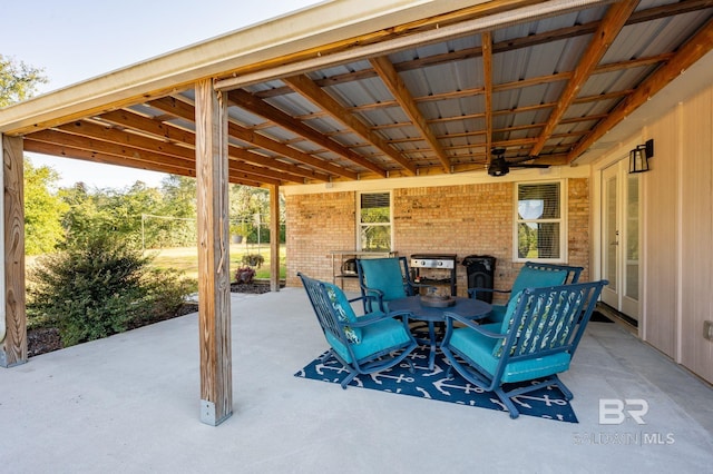 view of patio / terrace featuring ceiling fan