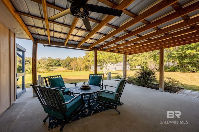 view of patio / terrace with ceiling fan