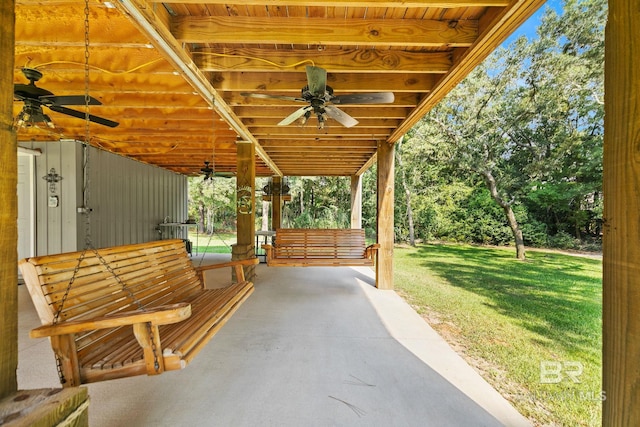 view of patio / terrace featuring ceiling fan