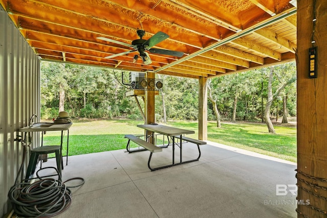 view of patio / terrace with a ceiling fan