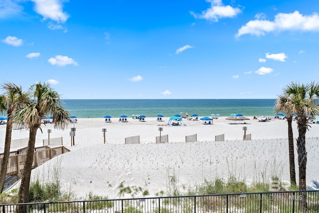 view of water feature featuring a beach view