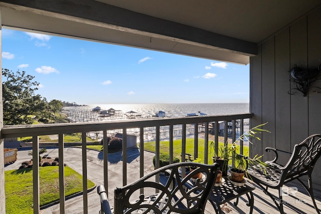 balcony with a water view