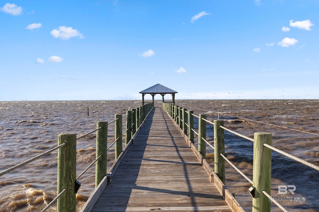 dock area featuring a water view