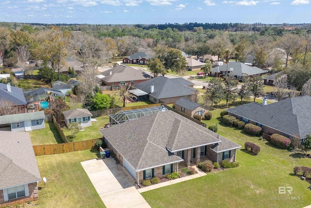 aerial view with a residential view